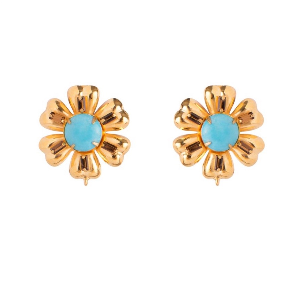 Truquoise & Smoky Quartz Flower Earrings